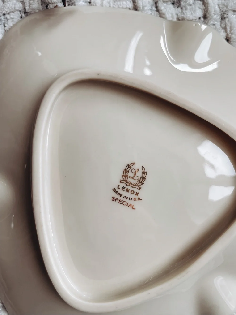 Lenox Porcelain Ivory Triangle Ashtray